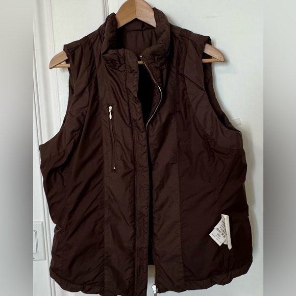 Eddie Bauer Premium Goosedown Quilted Vest Womens L. Brown Zip Mock Neck - Picture 9 of 16